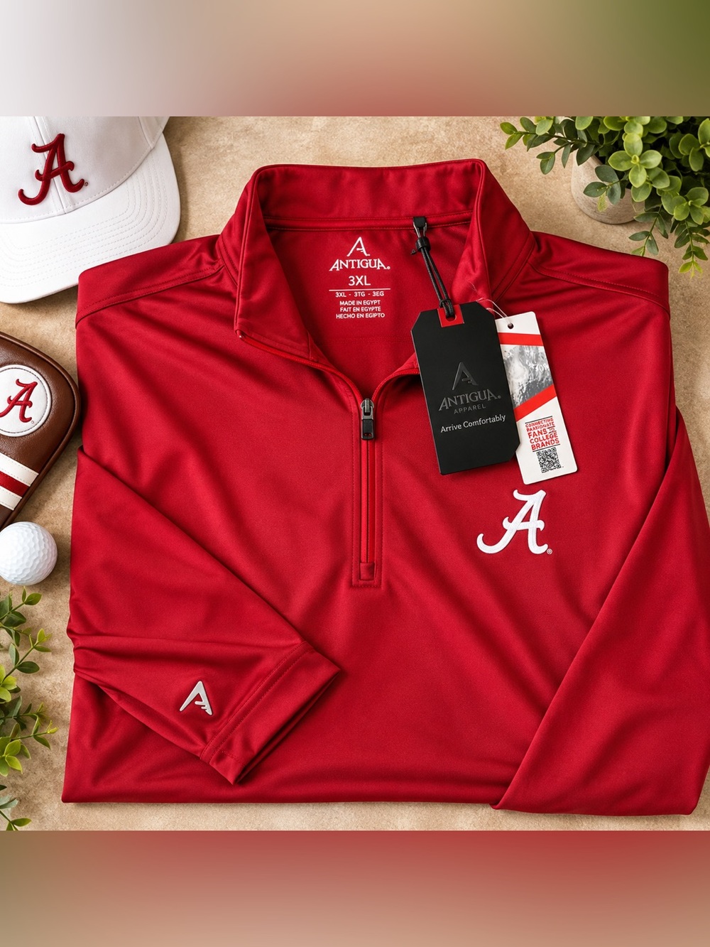 Antigua Alabama Crimson Tide 1/4 Zip Pullover Men’s 3XL NWT Cardinal Red